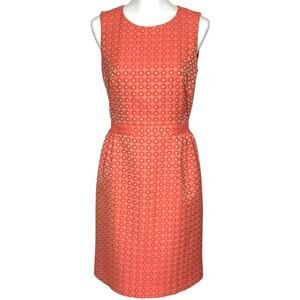 Boden Coral Broderie‎ Lace Sheath Dress Size 4R US 8R UK Cotton Eyelet